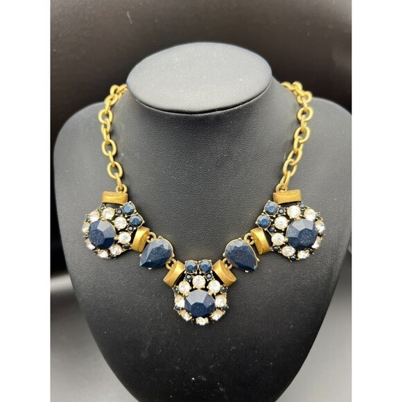 J.CREW Midnight and Crystal Statement Necklace - Picture 1 of 8
